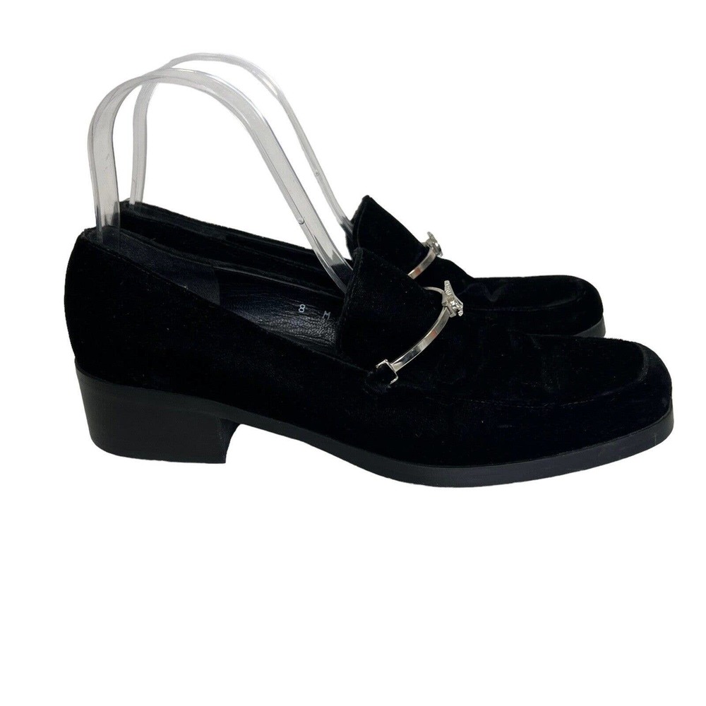 Vintage Calvin Klein Womens Black Velvet Horsebit Loafer Size 8
